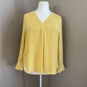 Ann Taylor Yellow Long Sleeve Relaxed V Neck Tunic Blouse Top Plus Size XXL